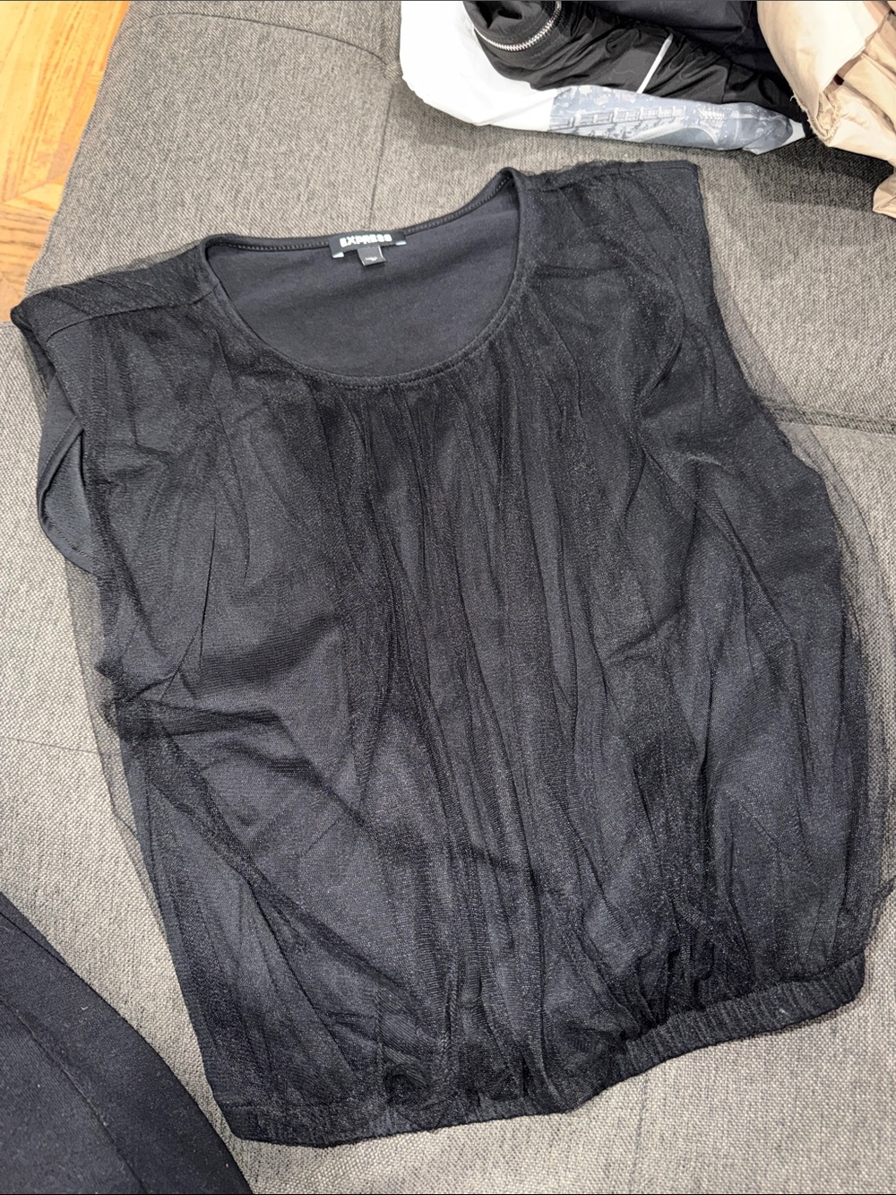 Express Black Sheer Overlay Tank Top